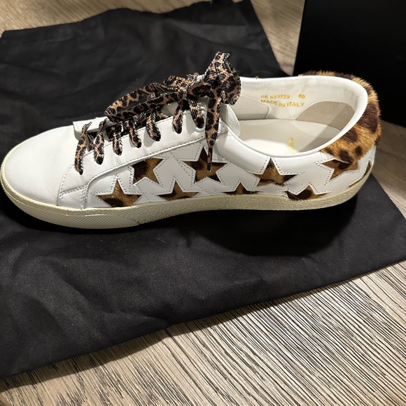Saint Laurent sneackers , size 40. White with leopard stars and laces - Picture 2 of 10